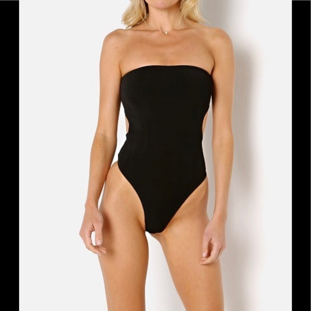 BOND-EYE 'THE MOGUL' BANDEAU SIDE CUT OUT ONE PIECE BLACK (O/S)